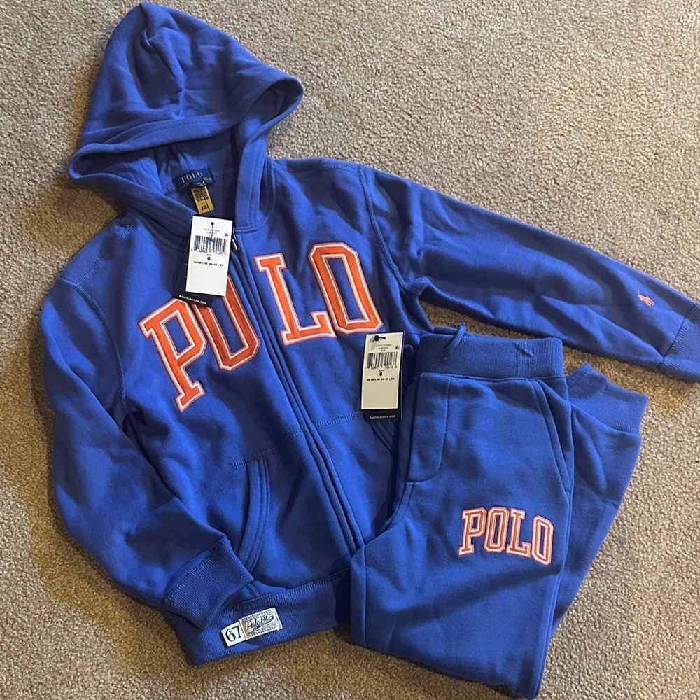 Polo Blue and Orange Hoodie Set